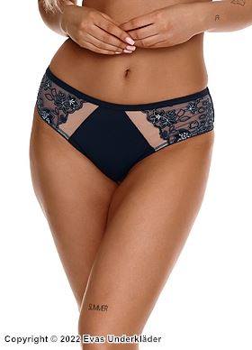 Romantic cheeky panties, embroidery, mesh inlay, invisible under clothes, flowers